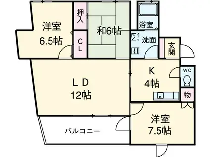 ウエスト-2(3LDK/5階)の間取り写真
