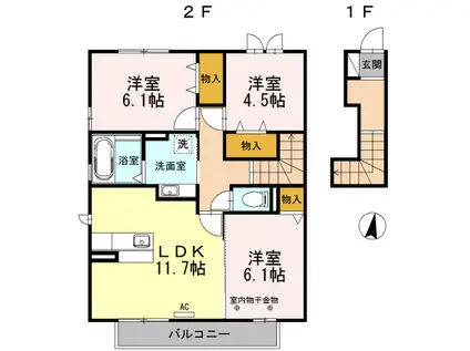 イルソーレ末広(3LDK/2階)の間取り写真