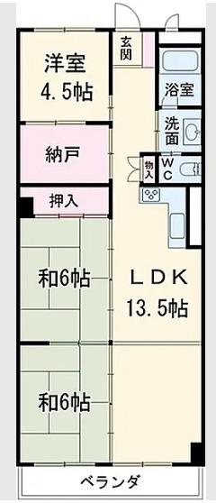 コーポ宇奈月(3SLDK/6階)の間取り写真