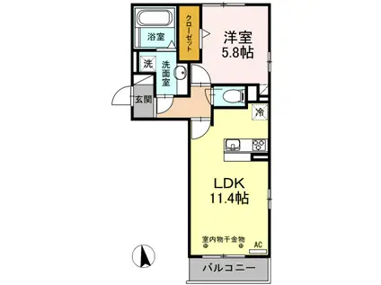エーデルハイムクロダⅡ(1LDK/3階)の間取り写真