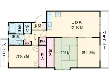 スプリングコートⅠ(3LDK/4階)の間取り写真