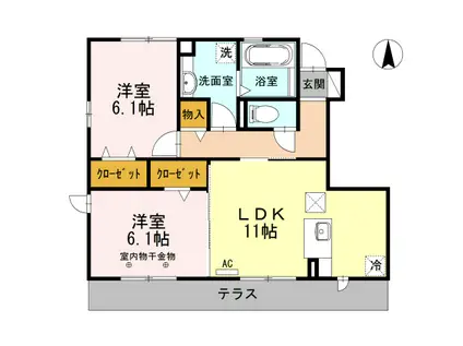 クライン シュロース(2LDK/1階)の間取り写真