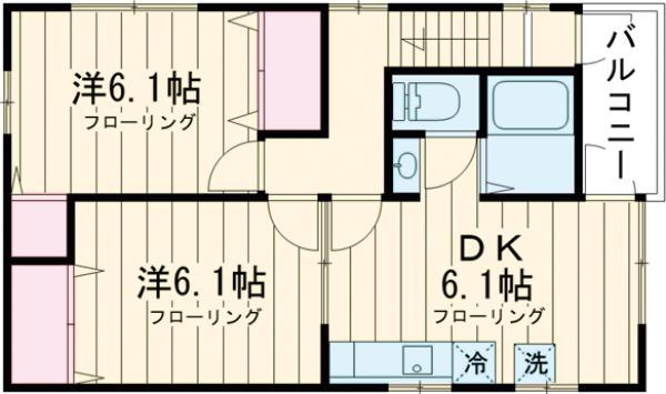 セントラルコート(2DK/2階)の間取り写真
