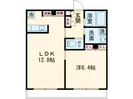 チッタカーサビアンカⅢ(1LDK/2階)の間取り写真