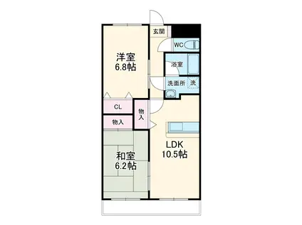 リベルテONE(2LDK/2階)の間取り写真