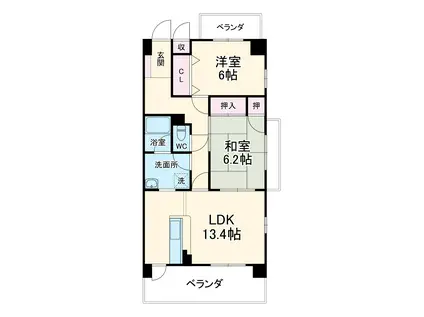 リベルテONE(2LDK/5階)の間取り写真