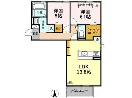 プリムヴェール(2LDK/3階)の間取り写真