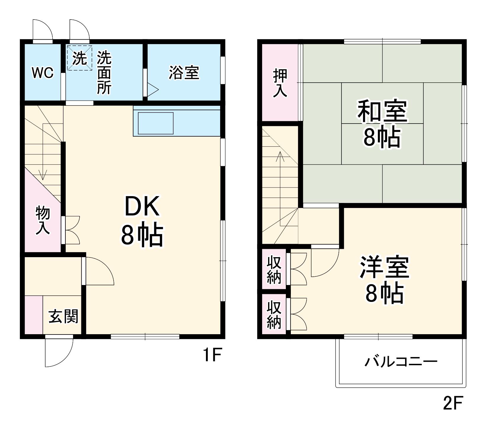 サンセール花田　Ⅱ棟(2DK)の間取り写真