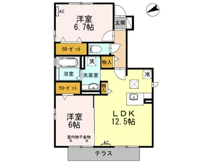 スプリングスギモト(2LDK/1階)の間取り写真