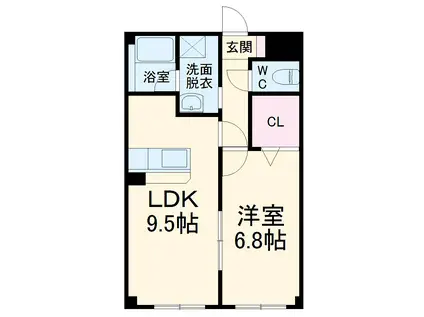 サングレイス(1LDK/2階)の間取り写真