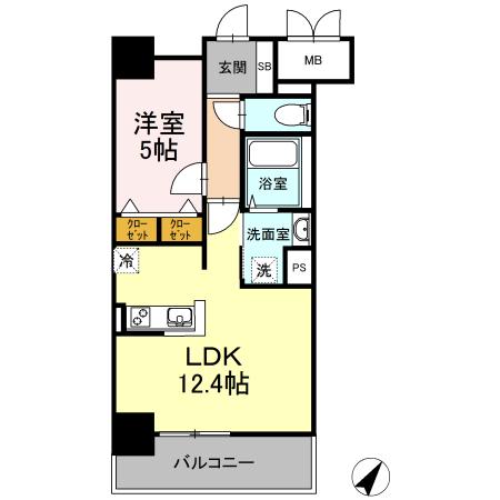 ACT VALORE(1LDK/9階)の間取り写真