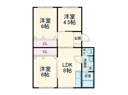 ハイツかつら(3LDK/3階)の間取り写真