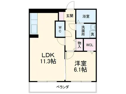 桜ヶ丘LUCKHILL(1LDK/2階)の間取り写真