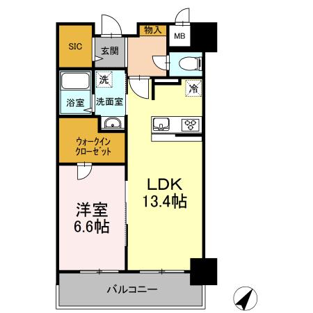 ACT VALORE(1LDK/7階)の間取り写真
