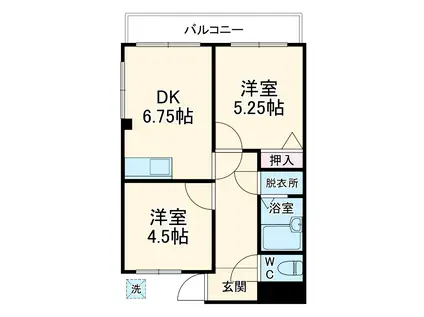 ヴェラカーサ 曲本(2DK/2階)の間取り写真