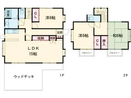 東急東横線 都立大学駅 徒歩8分 2階建 築41年(3LDK)の間取り写真
