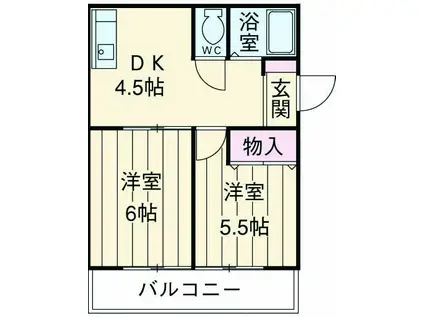 コリンヌ白幡(2DK/1階)の間取り写真