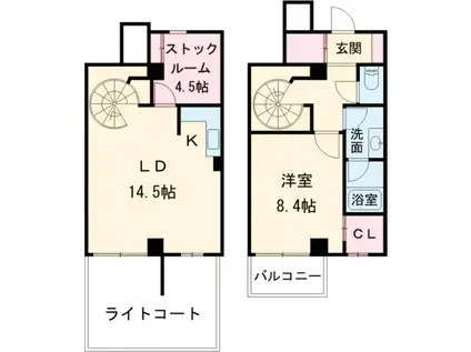 フォンテーヌ駒沢(1SLDK/1階)の間取り写真
