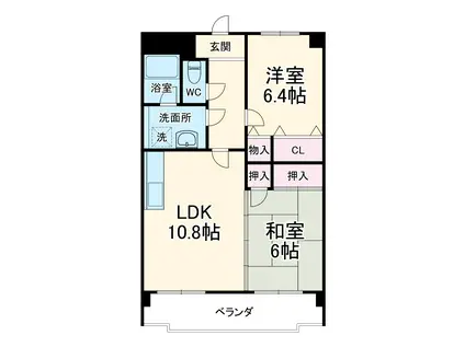 サンヴィレッテ(2LDK/2階)の間取り写真