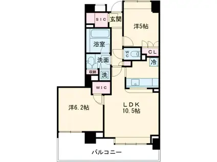 上野毛パーク・ホームズアダージオ(2LDK/4階)の間取り写真