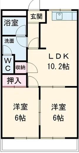 メゾンクレストール(2LDK/2階)の間取り写真