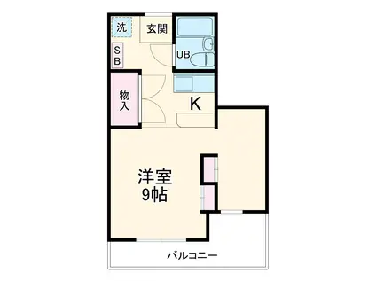 グラン・ドゥムール(1K/1階)の間取り写真