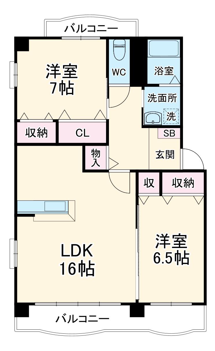南の風ビル(2LDK/3階)の間取り写真