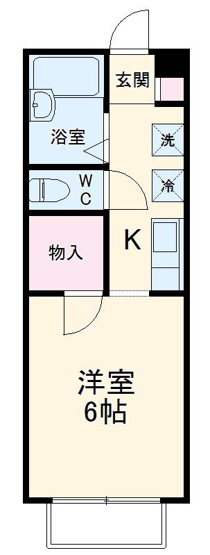 あすなろ2棟(1K/2階)の間取り写真