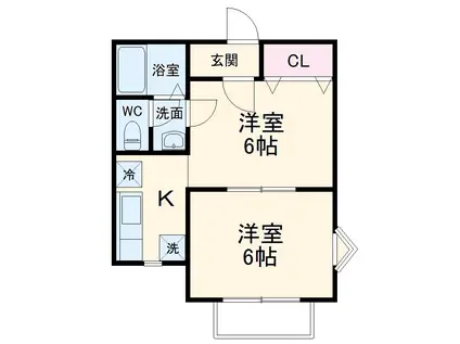 エステート(2K/2階)の間取り写真