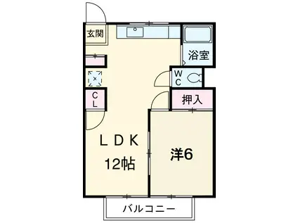 レスカール二本松(1LDK/2階)の間取り写真