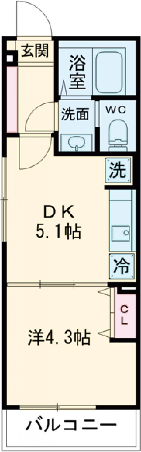 ブランミュール西馬込Ⅲ(1K/3階)の間取り写真