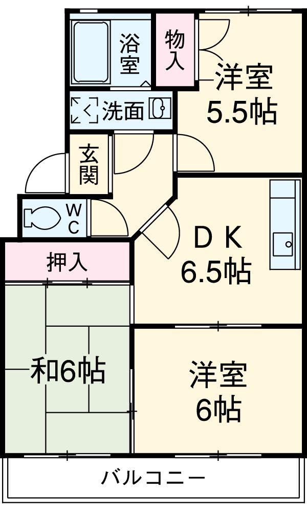 サンパレス(2LDK/1階)の間取り写真