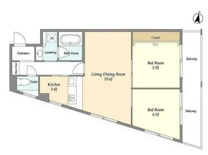 GRAN DUO三軒茶屋Ⅳ(2LDK/3階)の間取り写真