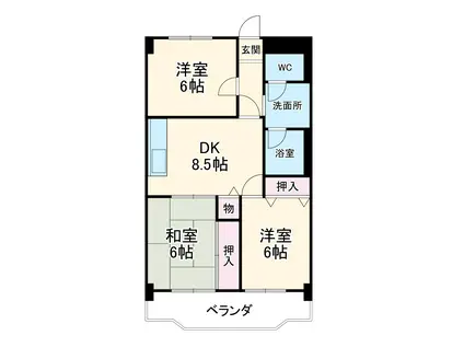 大宮セントラルマンション(3DK/4階)の間取り写真