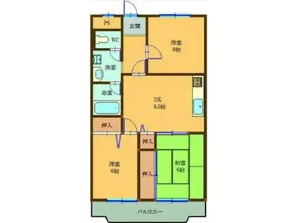 大宮セントラルマンション(3DK/6階)の間取り写真