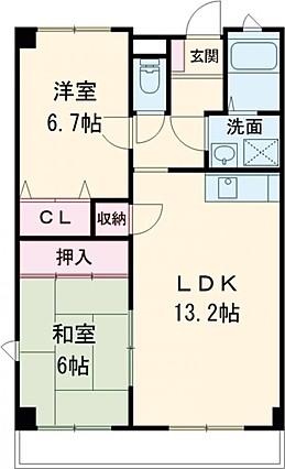 メゾンソレイユ(2LDK/2階)の間取り写真