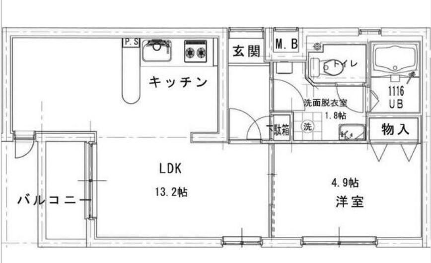 メゾンSAKAEアベニュー三軒茶屋(1LDK/4階)の間取り写真