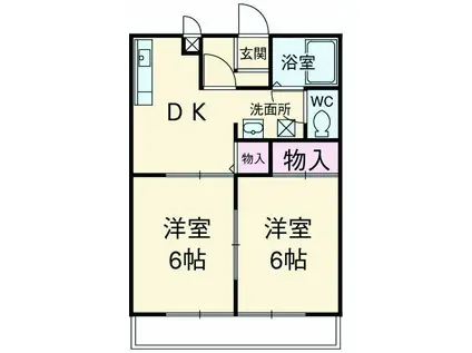 ディアオールⅠ(2DK/2階)の間取り写真