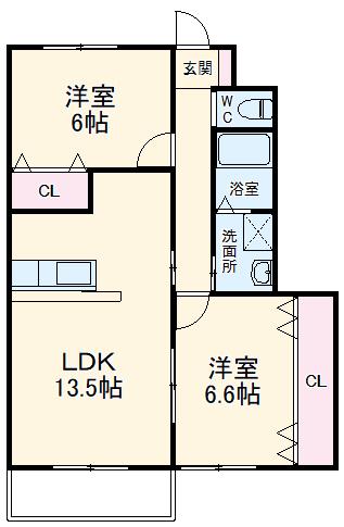 ネクステージルミエール(2LDK/1階)の間取り写真