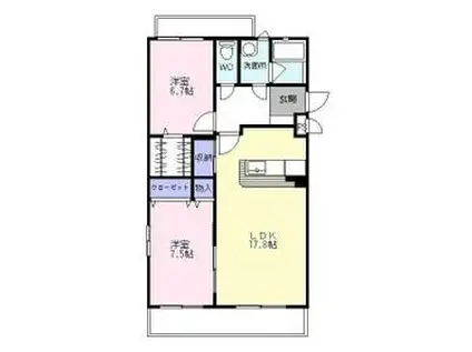 アンピレインⅡ(2LDK/2階)の間取り写真