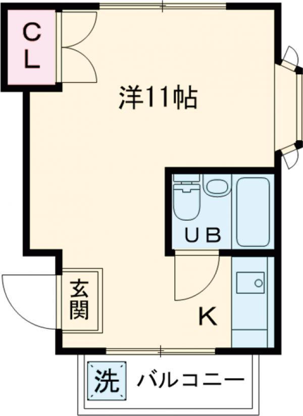 フローラ都立大学(ワンルーム/1階)の間取り写真