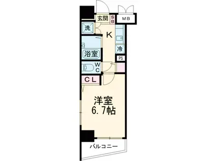 シンシア三軒茶屋太子堂(1K/6階)の間取り写真