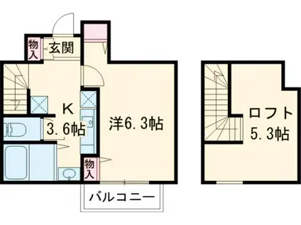 ソフィータMISHUKU(1K/2階)の間取り写真