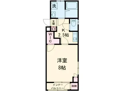 尾山台QSハイム(1K/2階)の間取り写真