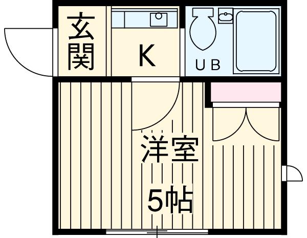 ケンハイム(1K/2階)の間取り写真
