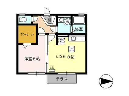 パルアヴェニュー(1DK/1階)の間取り写真