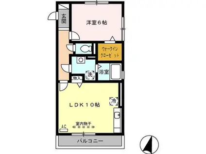 グランシャリオ御園(1LDK/2階)の間取り写真