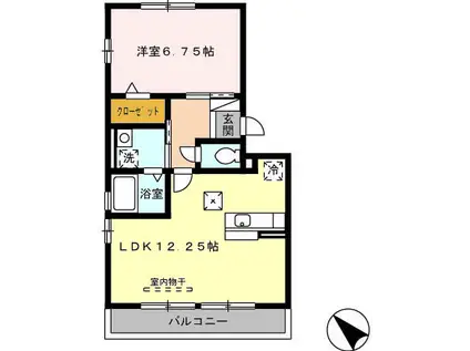 ラ・フルールA棟(1LDK/1階)の間取り写真