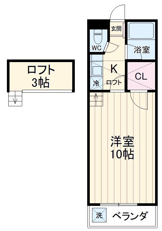 セザンヌ下地(1K/2階)の間取り写真