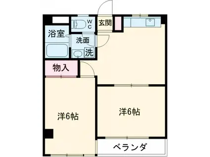 ピアーチェウチムラパートⅠ(2DK/3階)の間取り写真